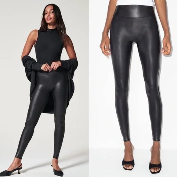 SPANX faux leather leggings black sz S